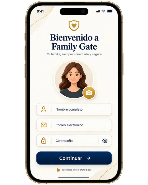 Mockup paso 1 — Crear perfil