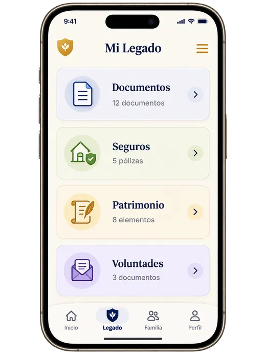 Mockup paso 3 — Mi Legado