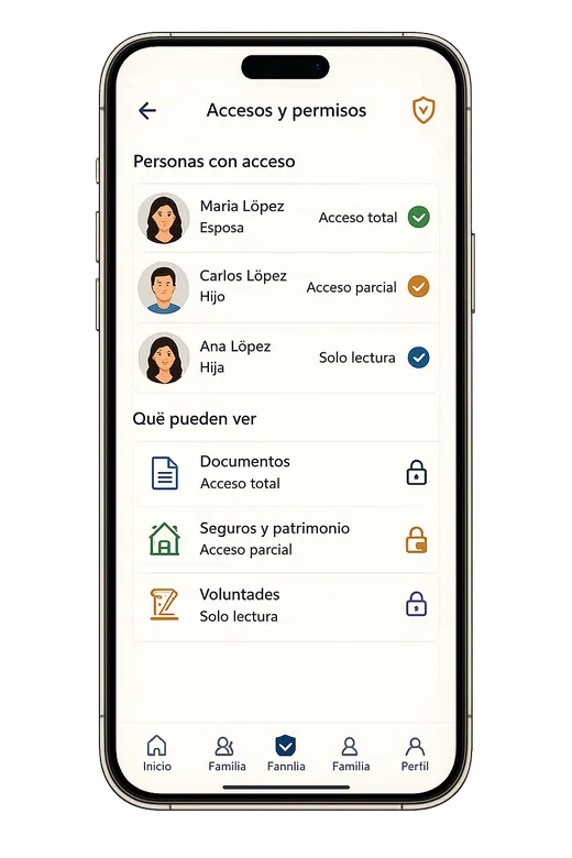 Mockup paso 4 — Accesos y permisos