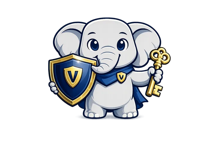 Mascota seguridad (elefante + escudo + llave)